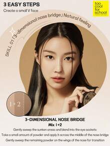 Too Cool for School K-Beauty Matte Powder Contour Palette,With 1 Brush Giveaway, Light, Smooth, Velety Texture ,With Mirror, Slimming Facial Nose, Natural Gradation, Bronzer Contour Palette, K-Beauty - #1.5 Neutral Color(NEW) - 查看 3