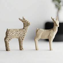 ORIZZONTE Set Of 2 Christmas Reindeer Sculptures – Geometric Design And Organic Perforated Structure – Modern Decorations For Christmas, Home Or Office – Unique Gift Idea – 100% Made In Italy, Shipping From Italy - Wood - View 9