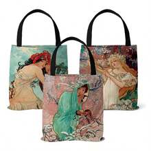 Musa Four Seasons Series Canvas Bag Spring, Summer, Autumn And Winter Quadruple Painting Tote Bag, Retro Canvas Shopping Bag - Multicolor - View 2