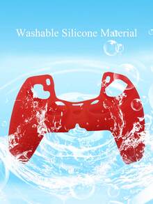 1 Bộ vỏ silicon cho tay cầm PlayStation 5 + 2 nắp silicon cho cần điều khiển, chống trượt, chống mồ hôi, chống sốc, chống bụi, chống trầy xước, nâng cao trải nghiệm chơi game - Đỏ 1 - Xem 7