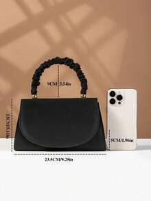 REMANLAND 1pc Solid Color Plush Magnetic Closure Elegant Fashion Clutch Bag Suitable For Women's Daily Use - Black - View 5