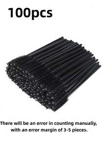 100/500支装一次性黑色睫毛刷睫毛膏刷睫毛眉毛螺旋刷迷你化妆工具，赠品 - 黑色 - 查看 11