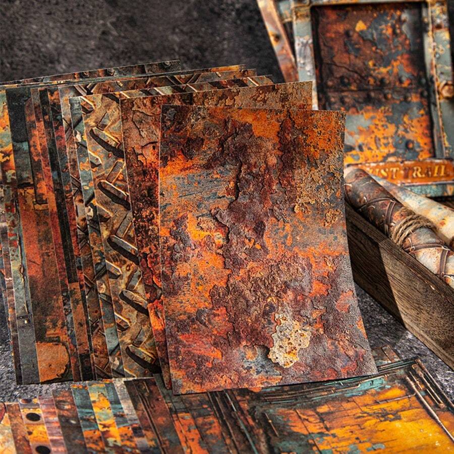 have a good day 30张/包锈迹纹理主题剪贴簿纸，DIY装饰无粘性材料纸，节日礼物，手工拼贴材料，个性化剪贴簿规划创意学校文具