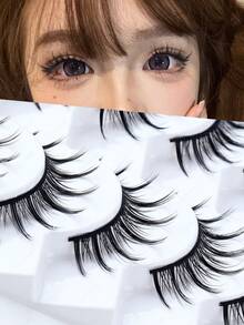 CMAYOME 10pcs/Set 4-14mm Natural Transparent Cross-Shaped Cartoon Style False Eyelashes, Korean/Japanese Style Fake Eyelash Set - Spiky Manga Lashes - View 4