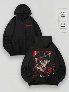 Men Y2K Black Clover Asta Graphic Anime Hoodie, Soft Breathable Hoodies For Fall 009-AB - màu đen - Xem 2