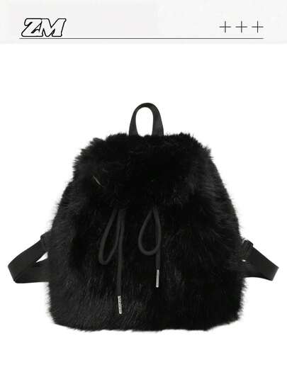 "Warm Fleece Story" Three-Color Fleece Backpack | A Performance Of Winter Healing Aesthetics --Drawstring Clos * Dual-Mode Shoulder Strap A Complete Set Of Equipment To Unlock The Versatile Fit For Daily Use And Travel Drawstring Closure System: The Two Drawstrings Connected Through Metal Rings, Dual-Mode Shoulder Strap