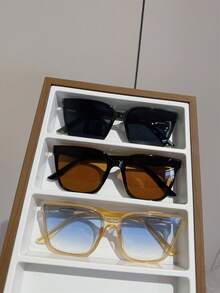 3pcs Square Men's Casual, Versatile, Retro, Cycling, Street Style, Beach Travel Fashion Eyeglasses - Multicolor - View 6