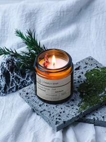 1支100克迷迭香香氛蜡烛，北欧风格琥珀色玻璃罐，无烟燃烧技术，清新草本香氛，卧室助眠放松，持久燃烧8-12小时，大豆蜡基底，温和不刺激，家居香氛装饰，生日礼物，圣诞礼物，送给女性朋友