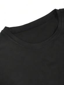 Black Round-Neck Short-Sleeved Tennis Player Patchwork Pattern T-Shirt "FRANCES TIAFOE" Lettered Top - màu đen - Xem 3