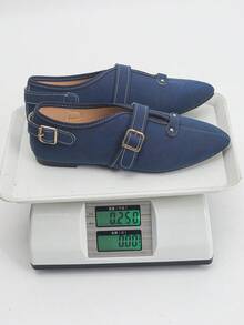 Giày bệt mũi nhọn đế mềm cho nữ cỡ lớn 35-45, giày bệt đế mềm đi chơi ngoài trời hàng ngày mới, màu nâu, giày bệt đa năng thời trang, phù hợp với váy, mùa xuân và mùa thu - Màu xanh mờ - Xem 9