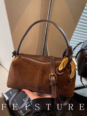 1pc Fashion Party Handbag, Underarm One Shoulder Baguette Bag, Zipper Closure, Suitable For Daily Outings, Dates, Commuting