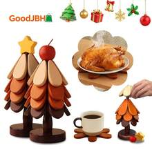 Wooden Trivet Set (4 Wooden Trivets & 1 Stand) - Kitchen, Heat-Resistant, Foldable Design, High-Quality Solid Wood, Ideal For Hot Dishes, Pots, Bowls, Teapots, And Family Treats. - Apple Style - View 2
