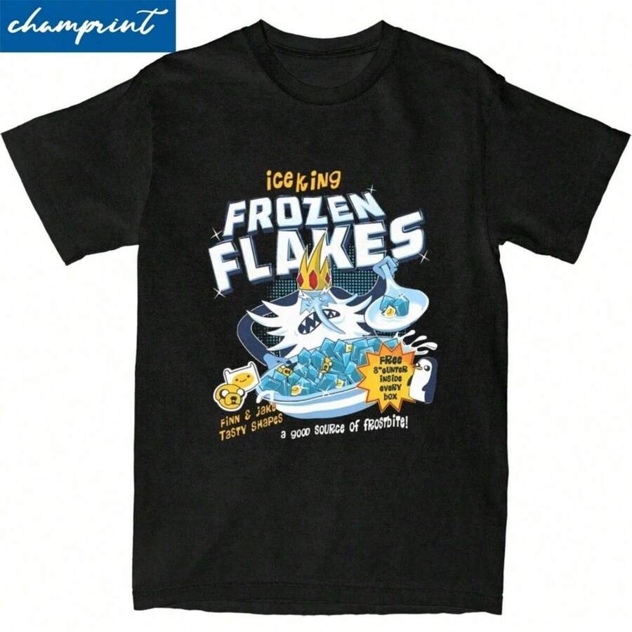 Hip Hop Adventure Times Ice King T Shirt Men's O-Neck Short Sleeve Tops Cotton Summer Clothing - Negro - Ver 1