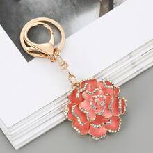 批发玫瑰山茶花合金汽车钥匙扣、U盘吊坠、挂饰、日式风格