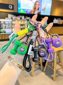 1pc Unisex Mini Barbell Plates And Dumbbell Keychain Accessories - Realistic Weight Plate Design, Suitable For Gym Bags, Water Bottle Hooks, Suitable For Decorating Backpacks, Crossbody Bags, Shoulder Bags, Key Chains, Car Accessories, Women's Fashion Accessories - Fitness Motivational Gifts For Men And Women - Multicolor - View 4