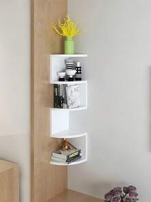 Corner Wall Shelf - 5-Tier Semi-Circular Foam Board Organizer, Space-Saving Wall-Mounted Storage For Books/Plants/Decor, No-Drill Lightweight Corner Shelves For Bedroom/Living Room - White - View 7