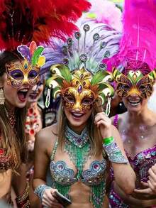 6pcs Mardi Gras Masks, Made Of Cardboard, For Masquerade Ball Decoration, Carnival Decor, Home Accents, Party Hanging Decorations, Themed Parties, Venetian Carnival Performance & Photo Props - 彩色 - 查看 6