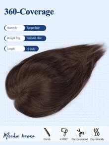 12 Inch Women's Hair Topper Clip-In Bangs, 360° Full Coverage Hair Piece, Suitable For Daily Wear And Those With Thin Hair - S4 - View 6