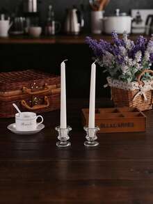 20cm/7.8in Ivory White Unscented Long Handle Decorative Candles | CANDWAX Handpoured Tall Tapered Candle Holders, Suitable For Western Banquet/Romantic Wedding/Wedding Decor/Bridesmaid Gift/Party/Dining Table Decor, Candle Holders, Home Living, Women's Gift, Singles Party/Valentine's Day/Easter Decor, Pillar Candles, 4pcs/Set - 彩色 - 查看 6