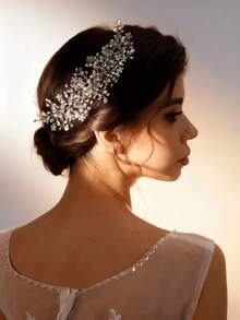 1件优雅水钻女士发带，手工奢华派对盘发配饰，新娘婚礼头饰，公主生日礼物，情人节发饰 - 多色 - 查看 15