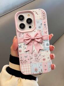 1pc Fashionable Bowknot Graphic Aesthetic Pattern Shockproof Light Pink Liquid Straight Edge TPU Phone Case Compatible With IPhone 16 Pro Max/16/16 Pro/16 Plus/15/15 Pro Max/15 Pro/11/12/13/14 Pro Max/11 Pro/11 Pro Max/12 Pro/12 Pro Max/13 Pro/13 Pro Max/14 Pro/14 Pro Max, Soft Case With Elegant Touch - Multicolor - View 1