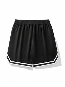 Quần short nam in hình đội bóng rổ Los Angeles, quần short co giãn có dây rút, thích hợp cho thể thao và hoạt động ngoài trời, màu đen mùa hè. - màu đen - Xem 2