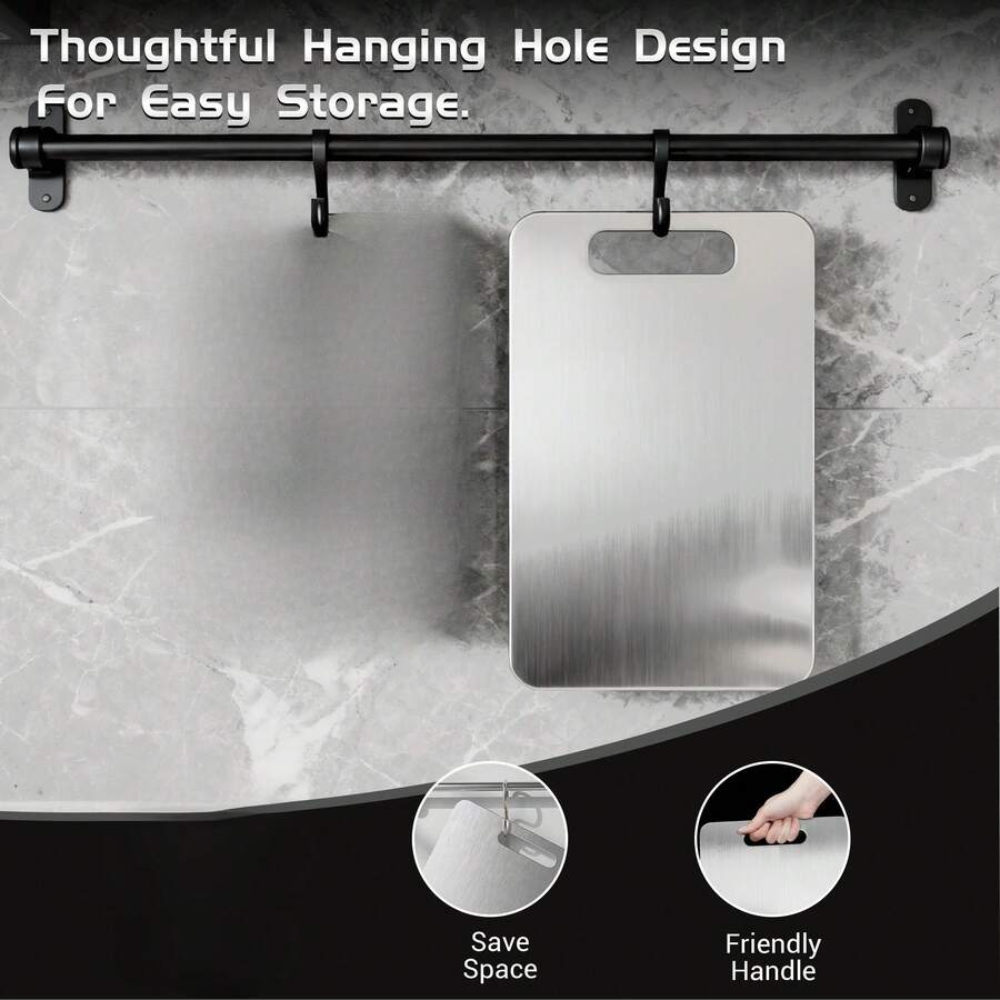 1pc 34cm X 23cm Stainless Steel Chef Cutting Board With Non-Slip Base And Storage Function, Dishwasher , Space-Saving Modern Kitchen Cutting Board Set, Knife-Friendly Design, And Rust-Resistant, Suitable For Meat, Vegetables, Cheese, Bread - Ideal For Mother's Day, Housewarming Gifts, Cutting Board, Kitchen Chopping Board, Bread Board, Heavy Duty Cutting Board, Non-Slip Cutting Board, Vegetable Cutting Board, Kitchen Tools, Kitchen Cutting Board