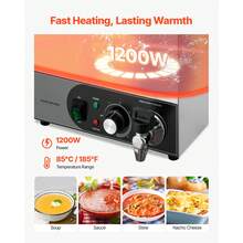 Commercial Food Warmer, 1200W Electric Stainless Steel Steam Food Warmer, Fast Heating Countertop Buffet Bain Marie With Detachable Power Cord, For Catering, Restaurants, Parties & Buffets - 3 1/3-inch Basins, 20cm High - View 2