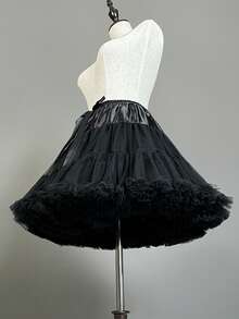 1pc Women's Elastic Waist Polyester Tulle Petticoat Slip, Suitable For Cosplay, Wedding, Party, Puff Skirt Lining, Retro Rock Or Ballet Tutu Style - Multicolor - View 9