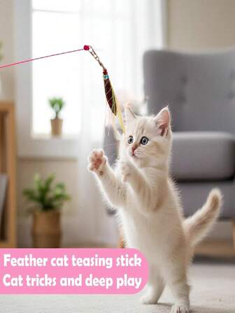 1/2 st. ersättningshuvuden för kattleksaker med teaserstav, lämpliga för interaktiva kattleksaker