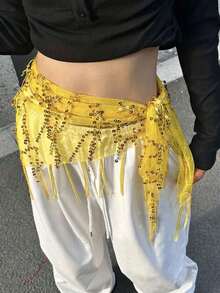 女士肚皮舞服装套装 - 亮片流苏肚皮舞臀巾、泰式/阿拉伯舞裙腰带、舞蹈服饰及配饰、圣诞夜/圣诞节/新年礼物、肚皮舞腰链套装、金属网腰裙、硬币腰带、波西米亚风 - 彩色 - 查看 6