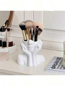 1pc Awaoko Makeup Brush Holder - Elegant Facial Storage Box With Brush Slots, No Assembly Required, Suitable For Home, Salon, Office - Compatible With Makeup Brushes, Eyebrow Pencils, Lipsticks - Modern Manicure Desk Decor, Artistic Design, Lightweight Construction, Compact & Practical, Salon Accessory, Home Organizer - Nhiều màu - Xem 7