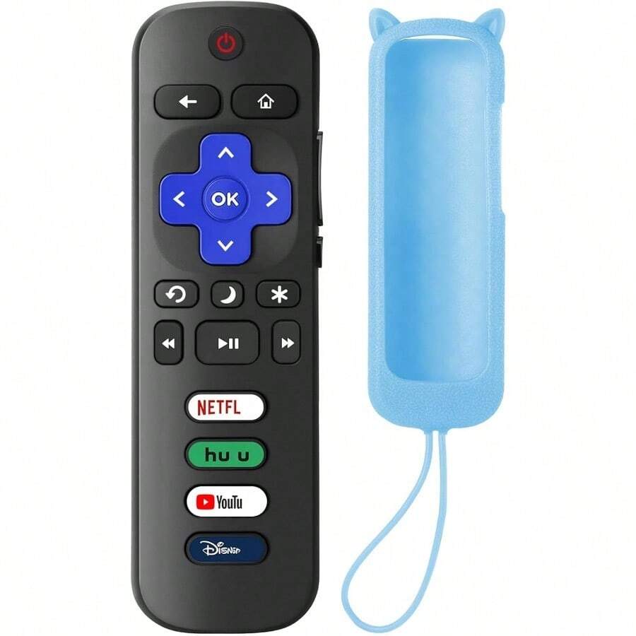 AWYYReplacement Remote Control For Roku TV Universal Remote For /Hisense/Onn/Sharp/Element/ Roku Smart TVs With Blue Soft Protective Case Glow In The Dark - RemoteBlueCover - 查看 1