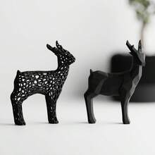 ORIZZONTE Set Of 2 Christmas Reindeer Sculptures – Geometric Design And Organic Perforated Structure – Modern Decorations For Christmas, Home Or Office – Unique Gift Idea – 100% Made In Italy, Shipping From Italy - 黑色 - 查看 9