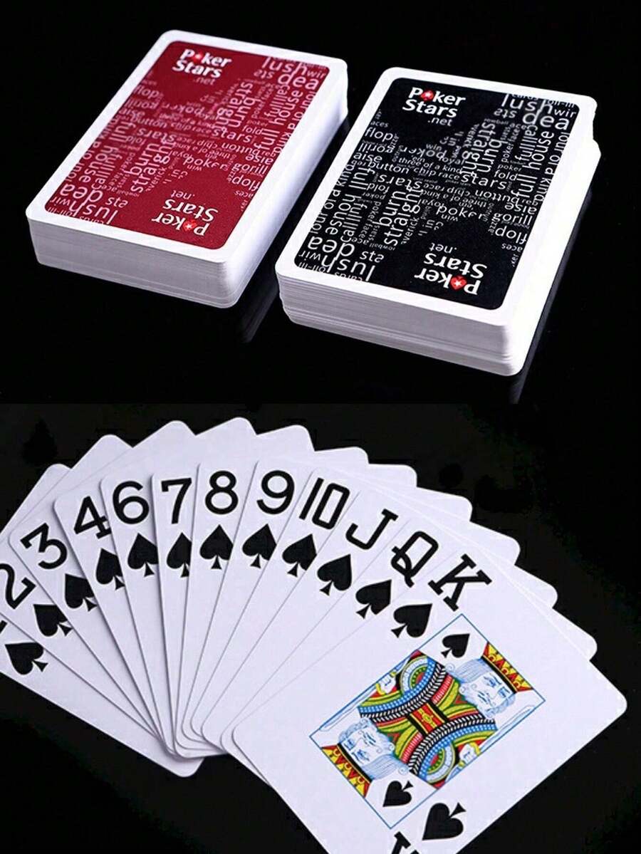 54pcs Extra Large Index Plastic Playing Cards - High Quality Matte Red & Black Poker Cards, Professional For Card Games And Magic Performances - Multicolor - View 1