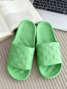 Pantuflas casuales unisex populares de 4 estaciones, diseño con patrón de oso de dibujos animados, EVA grueso pero ligero, suave y cómodo, transpirable, adecuado para interiores/exteriores, playa, ducha. Se recomienda comprar una talla talla grande grande para mayor comodidad - Naranja Quemada - Ver 3