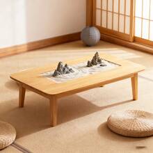 Japanese-Style Floor-Standing Folding Table - A Space-Saving Side Table For Folding Coffee Tables, Suitable For Tatami, Tea, Meditation, And Dining - Portable And Easy To Store, No Assembly Required - Compact Design - 原木色 - 查看 10