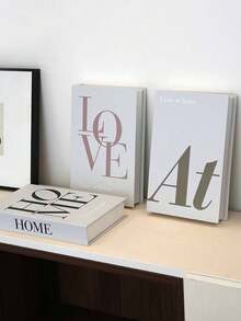 1/3件装 时尚折叠仿真书装饰品，时尚家居风格LOVE/AT/HOME纸板书装饰品，现代设计师仿装饰书，适用于家居、客厅、桌面、墙面装饰，适用于各种场景