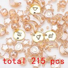 215pcs Multi-Style Glass Beads Set, Including Star, Moon, Round Beads, Initial Letter Zodiac Sign Metal Tags, DIY Jewelry Making Supplies For Necklace, Bracelet, Women's Jewelry, Phone Charm, Keychain, Birthday Gift, Holiday Gift - Star, Moon, Letter, Constellation Color - View 24