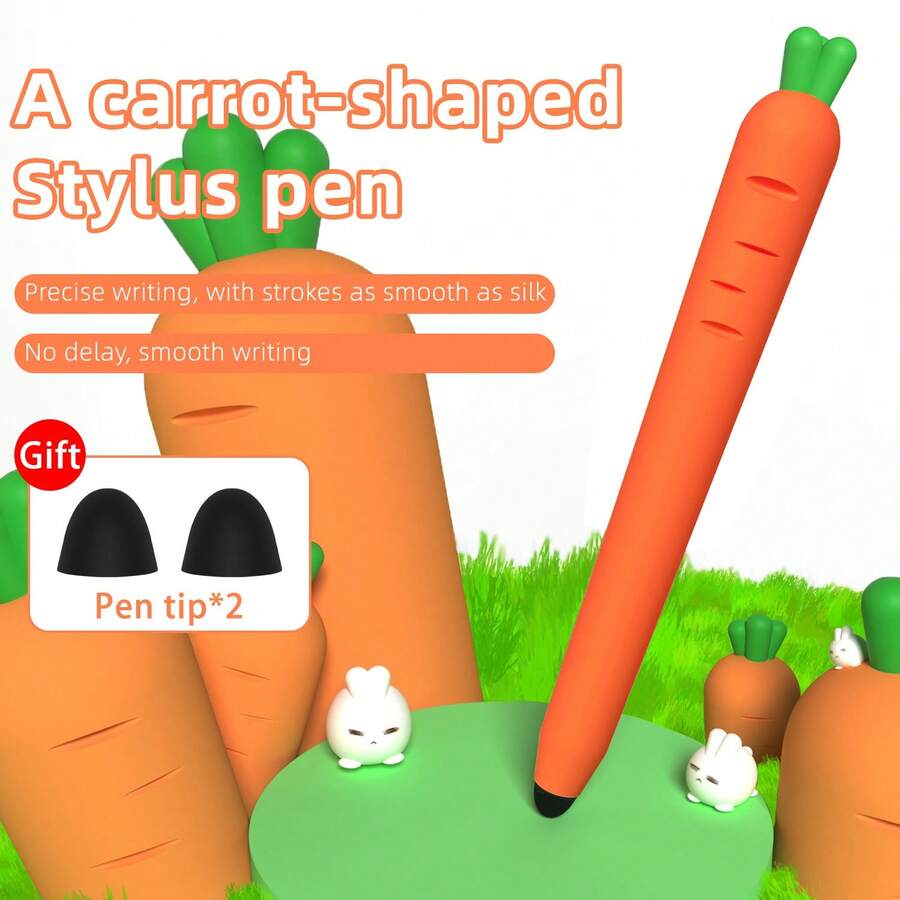 Creative Carrot-Shaped Handwritten Painting Touch Stylus Pen, Compatible With Apple, And Other Touch Screens Gifts For Mother, Family, Friends, Kids, Birthday, Holiday - Multicolor - View 1