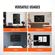 Magnetic Glass Whiteboard, Dry Erase Board 36"X24", Wall-Mounted Large White Glassboard Frameless, With Marker Tray, An Eraser And 2 Markers, Black - màu đen - Xem 6