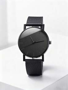 4/1 Set, Reloj de cuarzo de negocios minimalista de moda para hombres con pantalla de puntero, reloj de lujo con diseño de esfera simplista, juego de joyería de 3 piezas que incluye collar, pulsera y anillo, adecuado para negocios, reuniones, fiestas, mantenimiento de la hora y como regalo para diversas ocasiones
