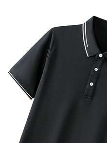 Men's Summer Polo Shirt, Business Casual Collared Short Sleeve T-Shirt, Suitable For Office, Gatherings, Parties Black Sports - Black - View 7