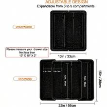 WSXC Utensil Drawer Organizer For Kitchen Cutlery Expandable Large Silverware Organizer Adjustable Cooking Utensil Tray Plastic Spatula Tools And Gadgets Storage Divider Marble Design Black - Black1322WX15D - View 2
