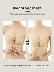 1件抽绳可调节文胸，聚拢提拉胸部，使其看起来更大，隐形无痕，女士无肩带文胸，加厚防滑，适合吊带裙和婚纱。 - 彩色 - 查看 7