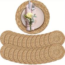10/30-Pack 12in Natural Water Hyacinth Placemats - Handwoven Boho/Farmhouse Style For Kitchen/Wedding Table Decor (Natural Tone) | Christmas Holiday Gift - 10 chiếc màu nâu - Xem 7