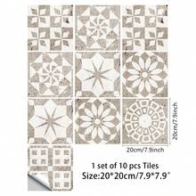 10 件/20 件大理石效果瓷砖贴纸、贴纸、墙贴花、乙烯基贴花用于家居装饰、春季装饰品刷新您的家、拉玛装饰贴纸地砖地板地砖自粘地砖剥离粘贴地板客厅装饰房间装饰厨房厨房装饰 - 彩色 - 查看 10