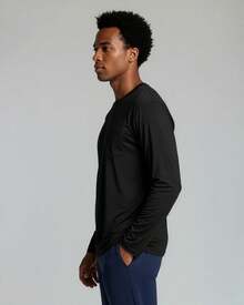 4 Pack: Men's Dry-Fit Active Athletic Long Sleeve Pocket Crew-Shirt Outdoors UPF 50 (S-5XLT), Breathable,-Wicking - Set 4 - View 11