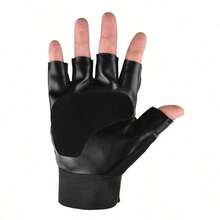 1Pair Fingerless Gloves Half Finger Men Gloves Anti-Slip Outdoor Sports Bicycle Gloves Riding Gloves - Black - View 5