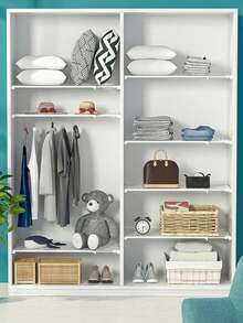1pc Expandable Closet Shelf Divider, No Drill Needed, Suitable For Dorm, Cabinet, Bathroom, Kitchen Storage Rack - Multicolor - View 5